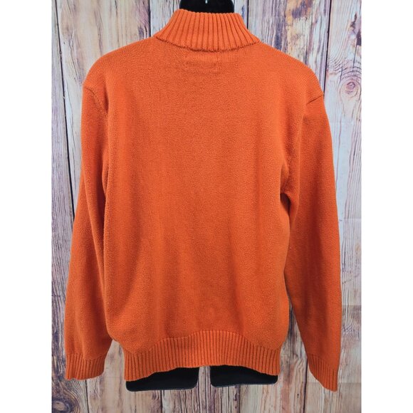 Polo Ralph Lauren Orange Cotton Knit Quarter-Zip Sweater Large - Picture 2 of 7